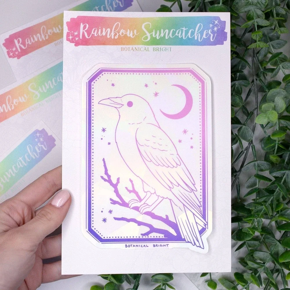 Raven Bird Sun‎ Catcher Rainbow Maker Window Sticker - Indoor Window Decal